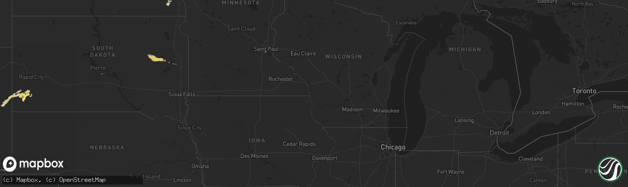 Hail map in Minnesota on August 28, 2013