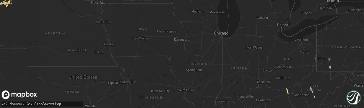 Hail map on August 28, 2013