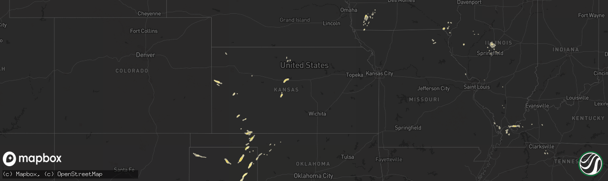 Hail map in Kansas on August 28, 2014