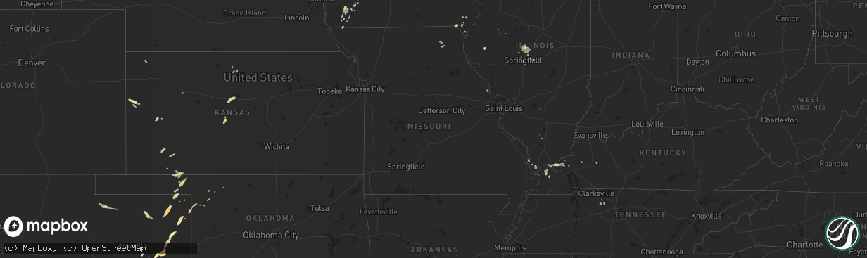 Hail map in Missouri on August 28, 2014