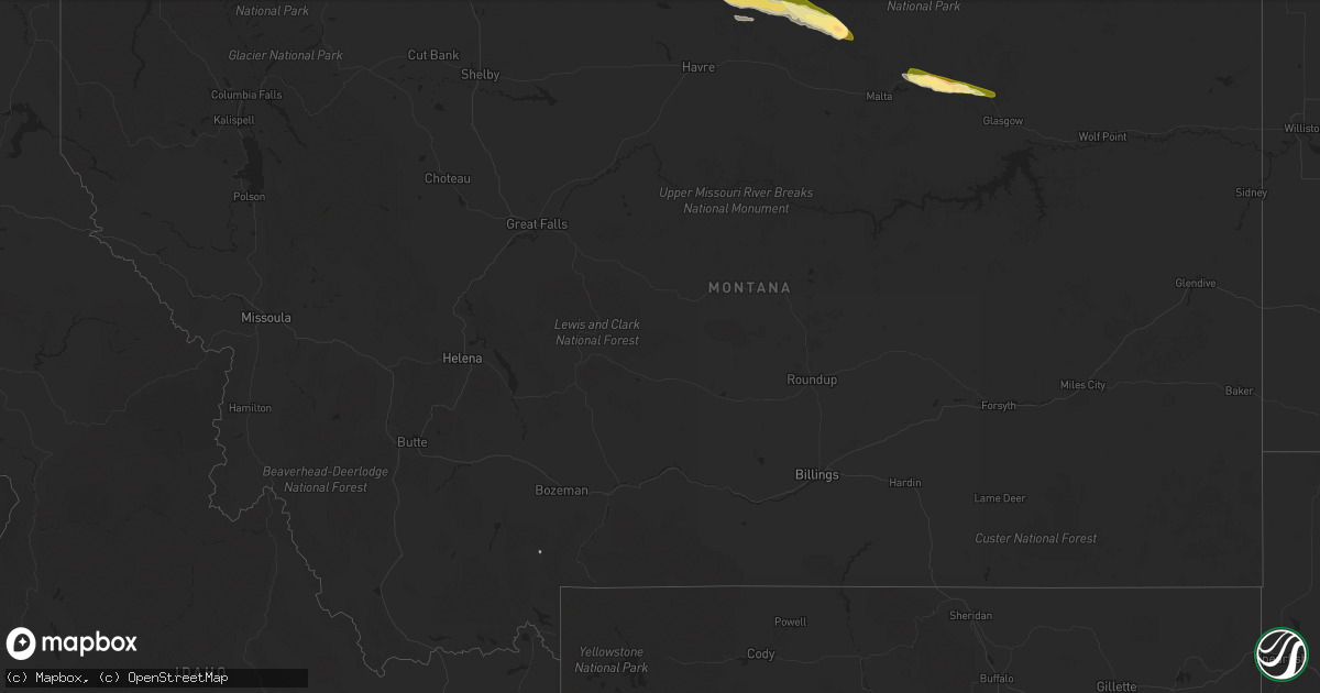 Hail map in Montana on August 28, 2014