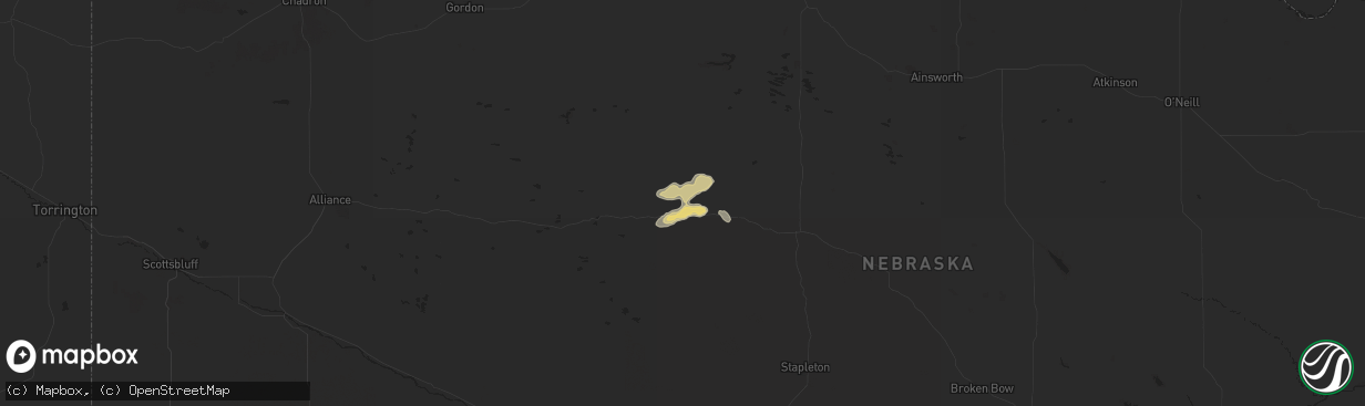 Hail map in Mullen, NE on August 28, 2014