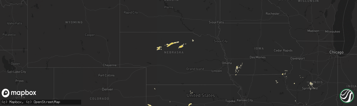 Hail map in Nebraska on August 28, 2014