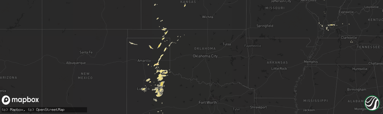 Hail map in Oklahoma on August 28, 2014