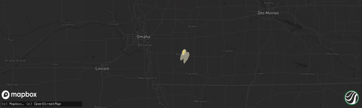 Hail map in Red Oak, IA on August 28, 2014