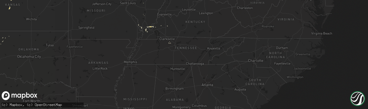 Hail map in Tennessee on August 28, 2014