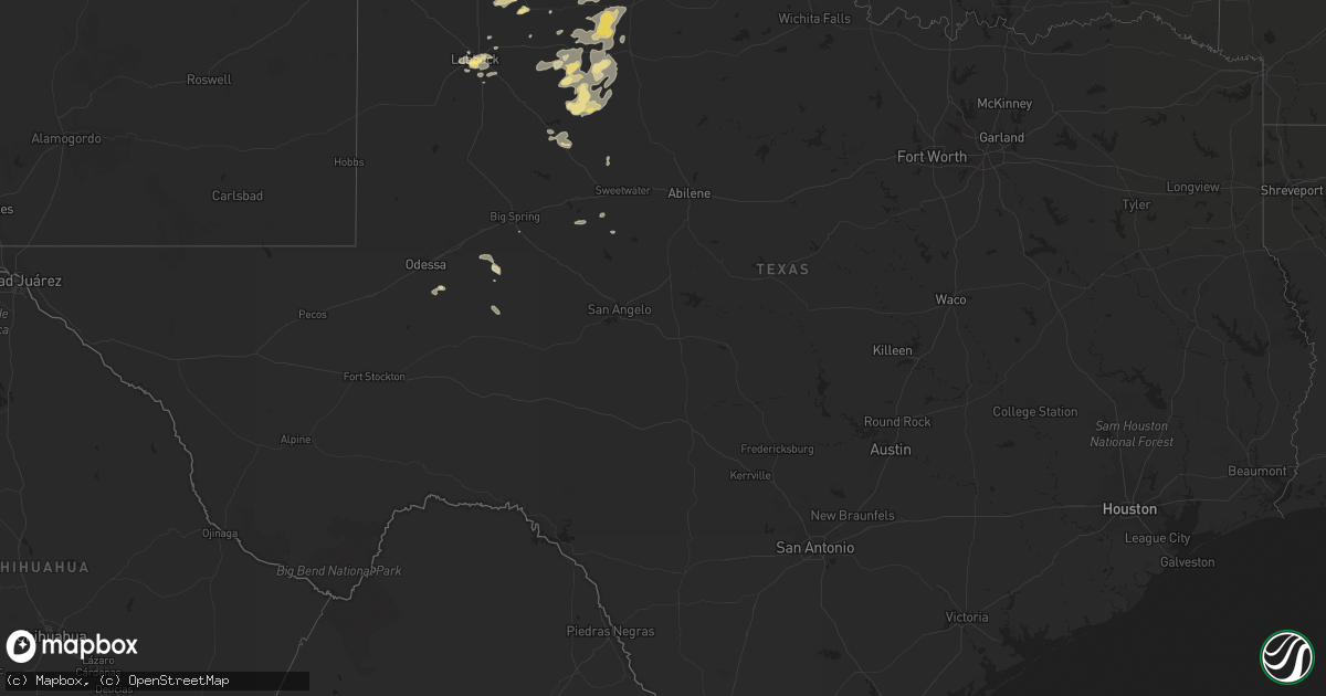 Hail map in Texas on August 28, 2014