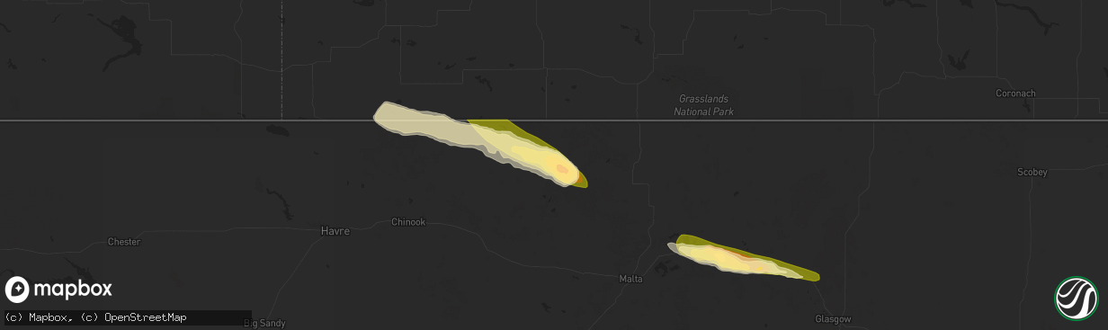 Hail map in Turner, MT on August 28, 2014