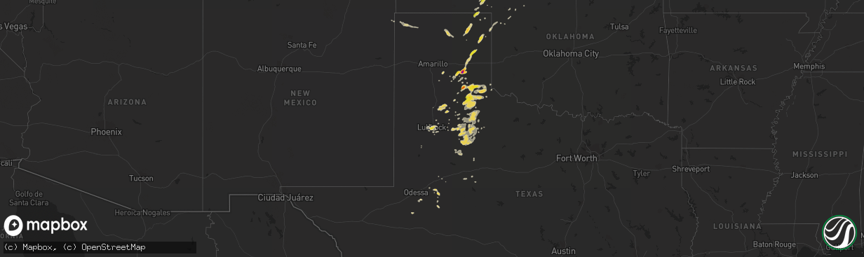 Hail map on August 28, 2014