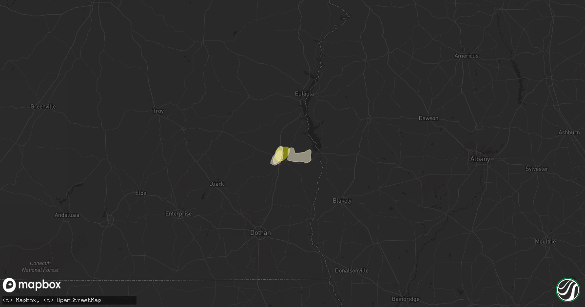 Hail map in Abbeville, AL on August 28, 2015