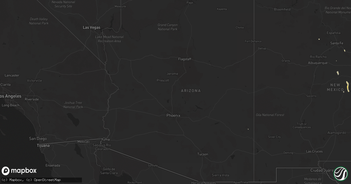 Hail map in Arizona on August 28, 2015