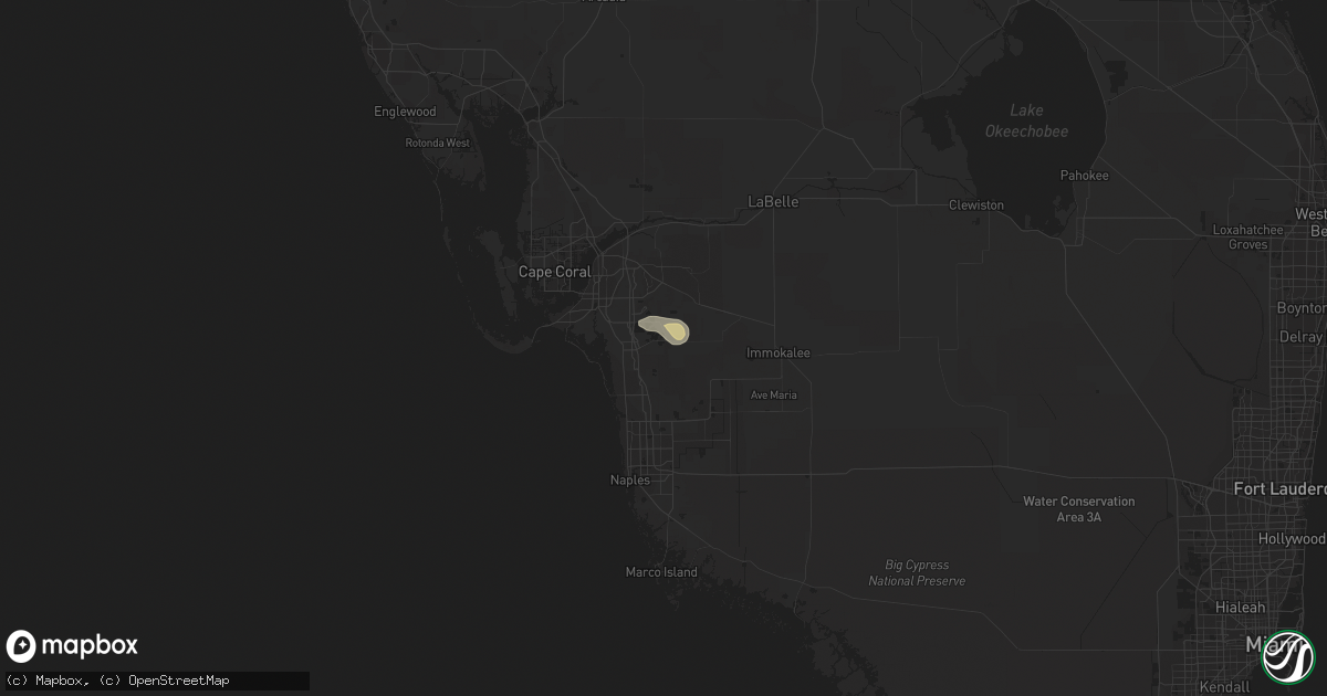Hail map in Estero, FL on August 28, 2015
