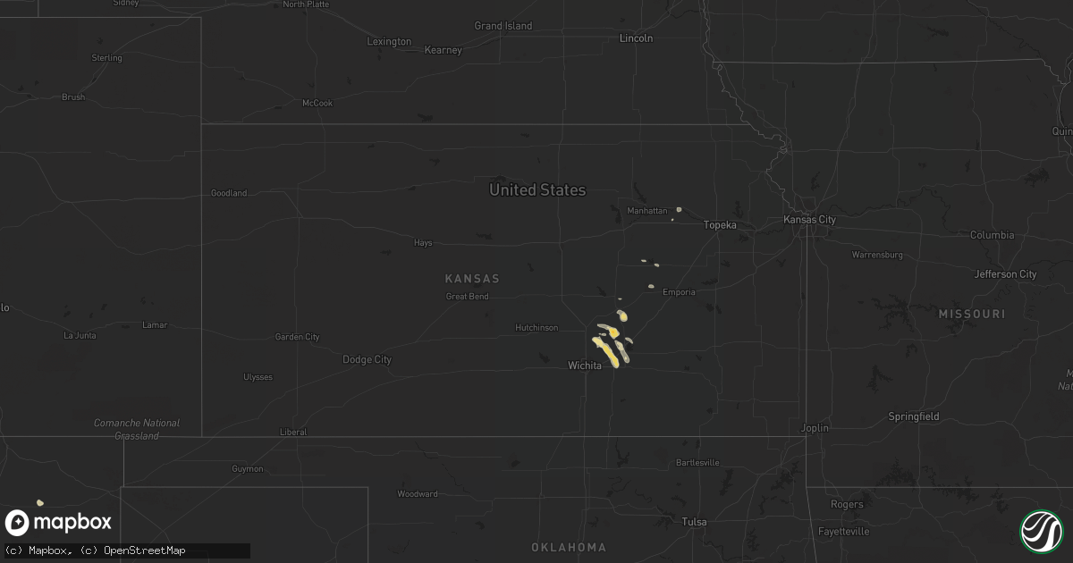 Hail map in Kansas on August 28, 2015