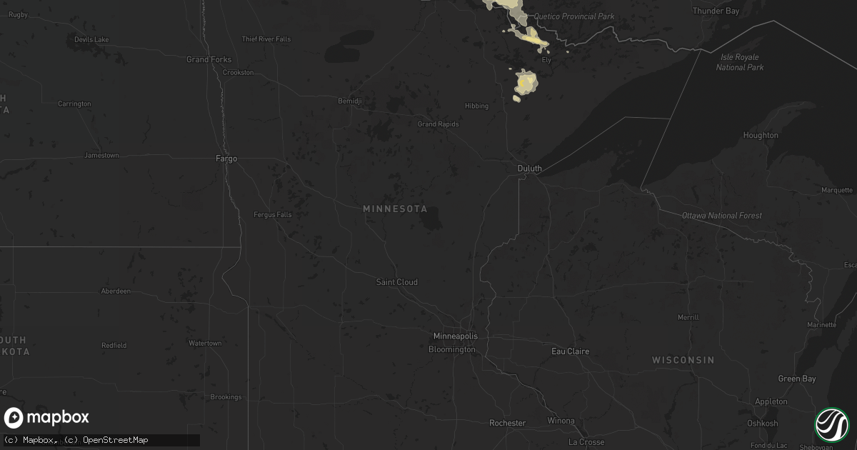 Hail map in Minnesota on August 28, 2015