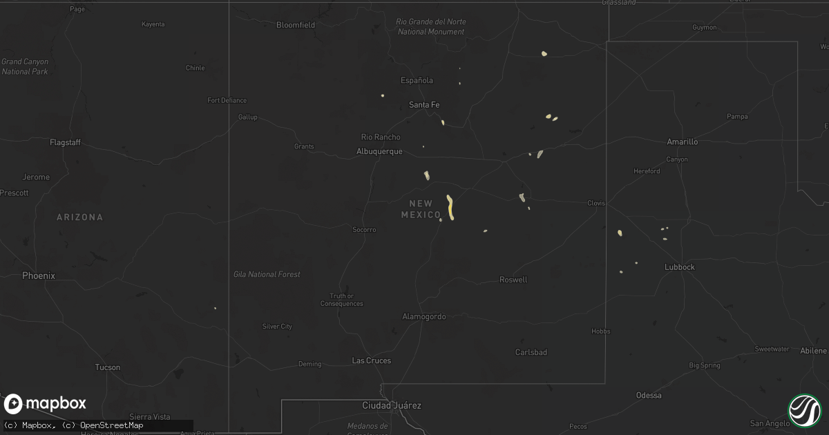 Hail map in New Mexico on August 28, 2015