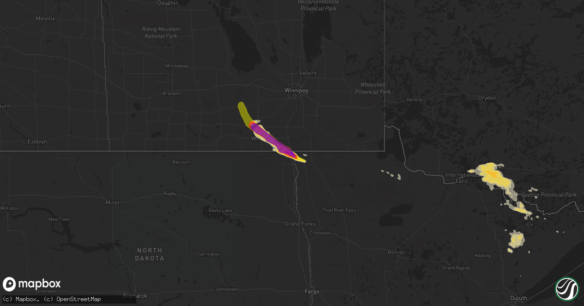 Hail map on August 28, 2015