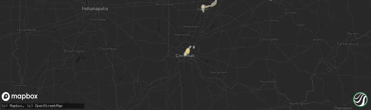 Hail map in Cincinnati, OH on August 28, 2016