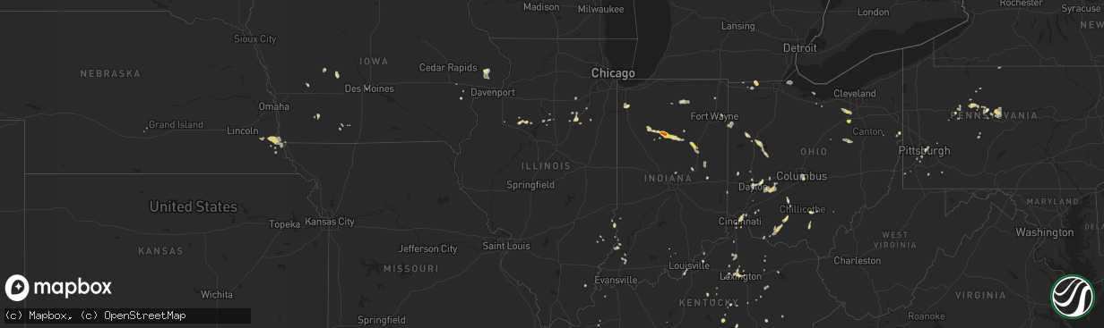 Hail map in Illinois on August 28, 2016