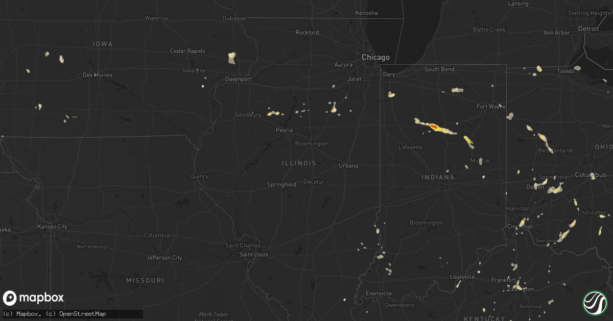 Hail map in Illinois on August 28, 2016