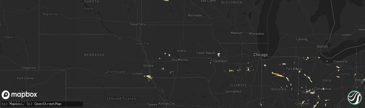 Hail map in Iowa on August 28, 2016