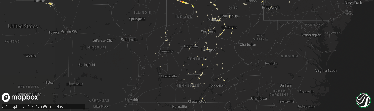 Hail map in Kentucky on August 28, 2016