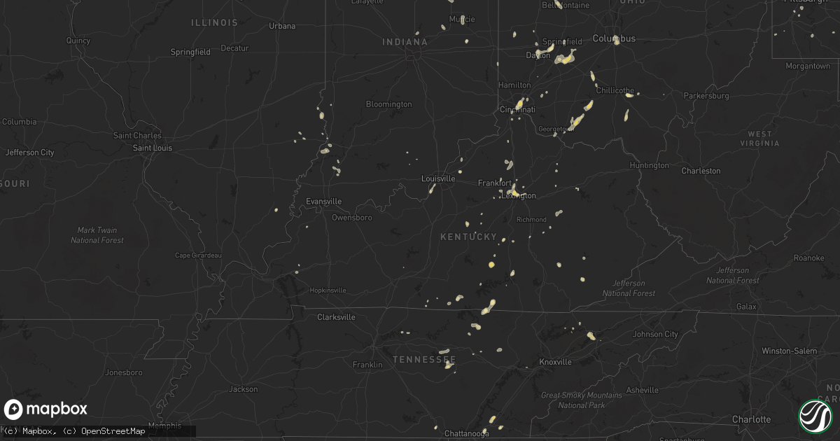 Hail map in Kentucky on August 28, 2016