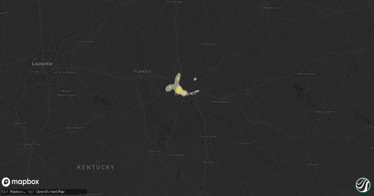 Hail map in Lexington, KY on August 28, 2016
