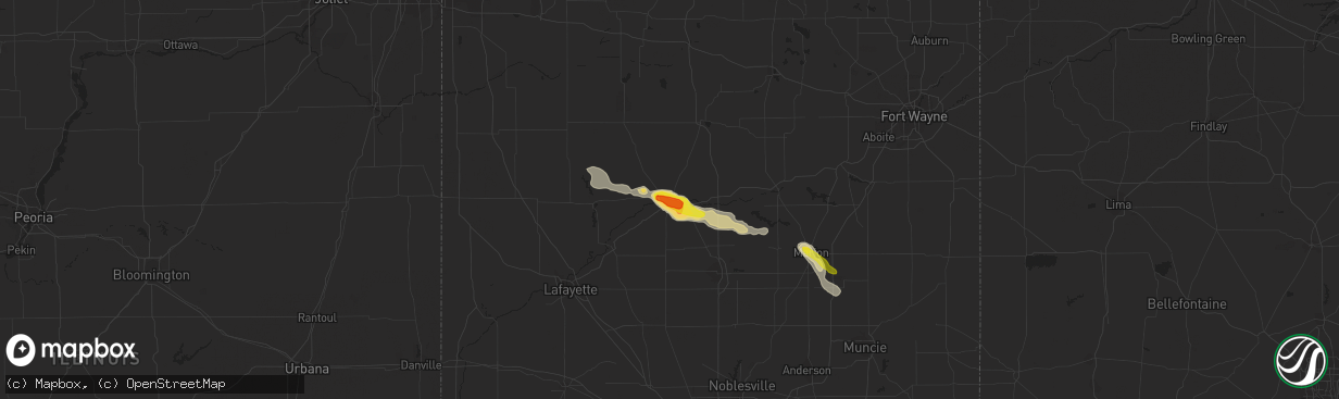 Hail map in Logansport, IN on August 28, 2016