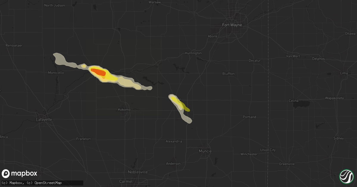 Hail map in Marion, IN on August 28, 2016