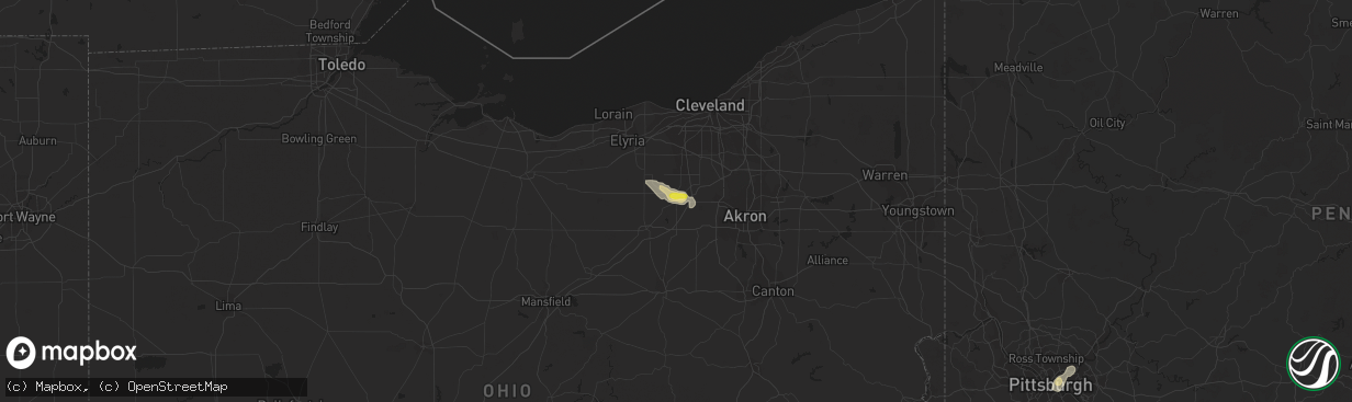 Hail map in Medina, OH on August 28, 2016