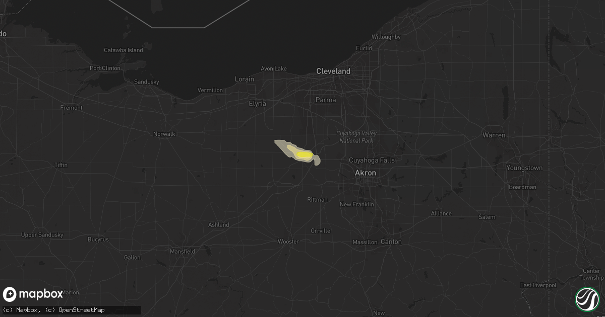 Hail map in Medina, OH on August 28, 2016