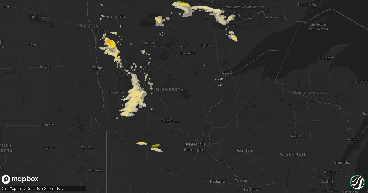 Hail map in Minnesota on August 28, 2016