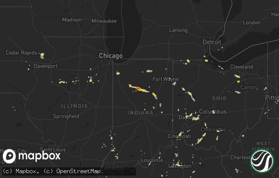 Hail map preview on 08-28-2016