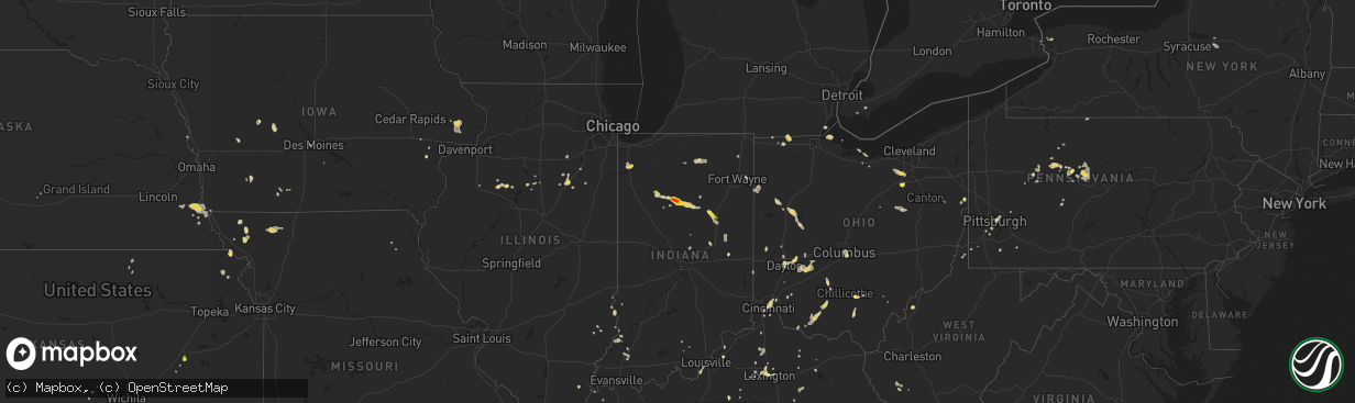 Hail map on August 28, 2016