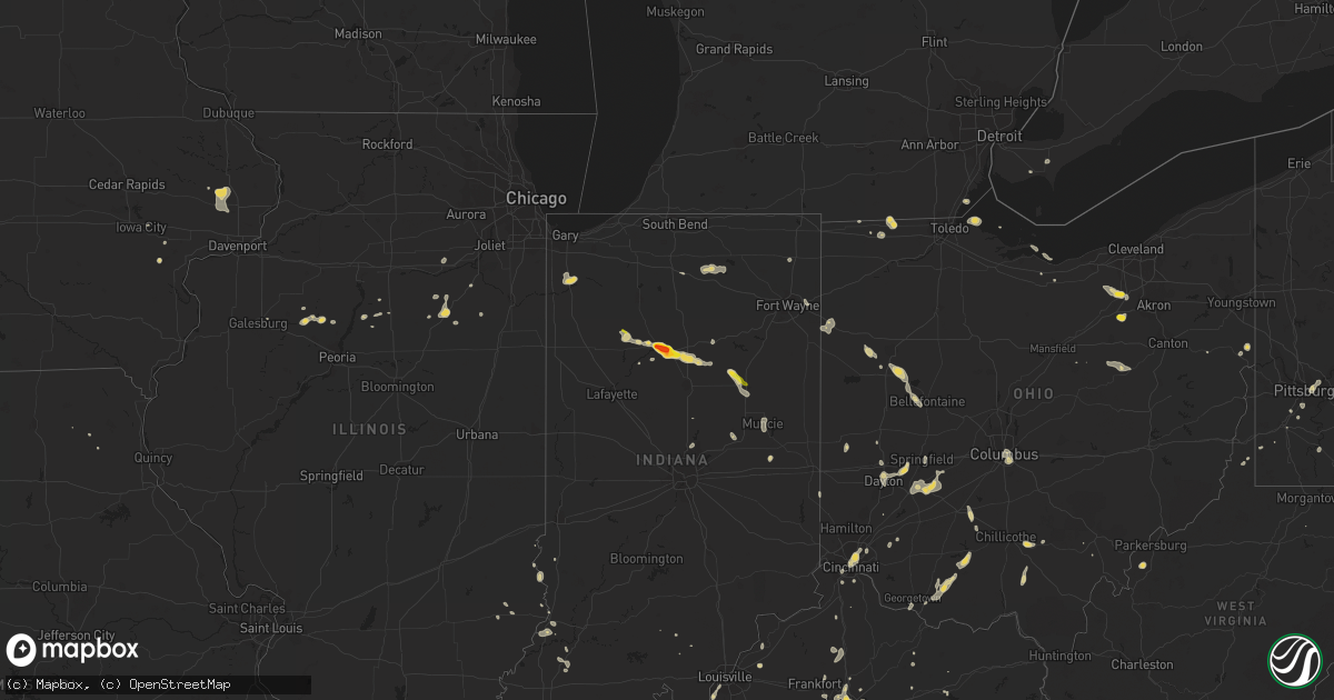 Hail map on August 28, 2016
