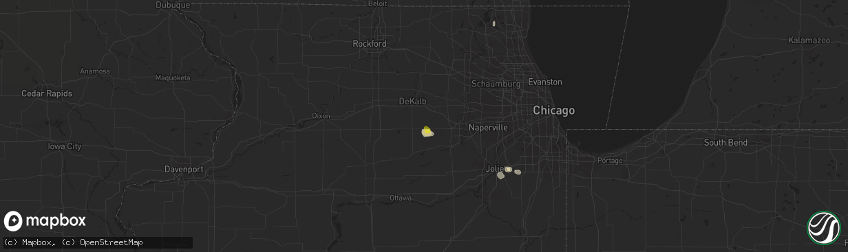 Hail map in Hinckley, IL on August 28, 2017