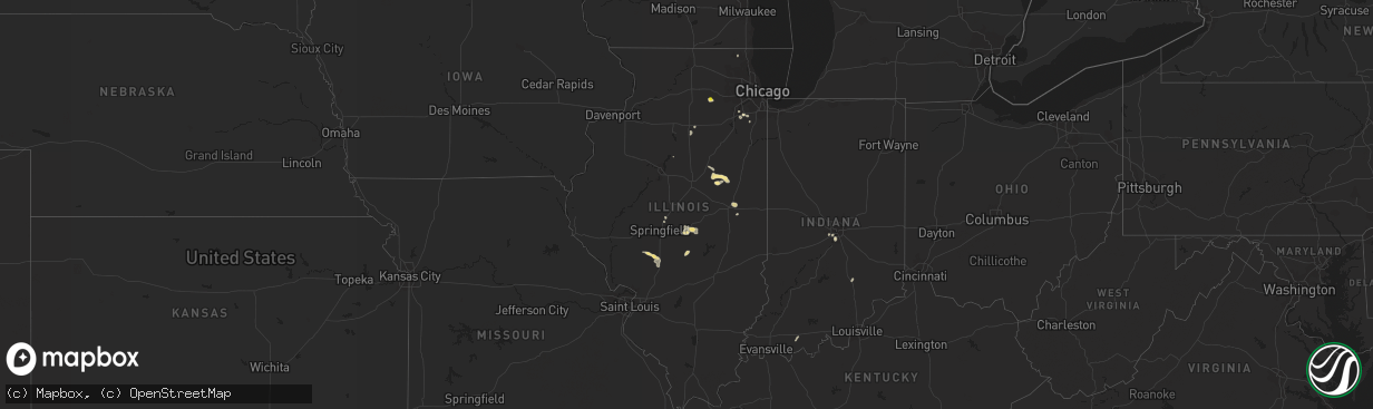 Hail map in Illinois on August 28, 2017