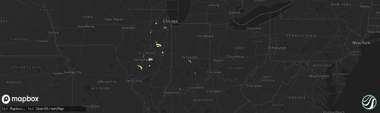 Hail map in Indiana on August 28, 2017