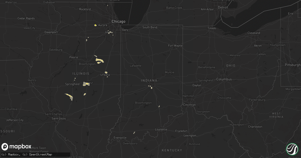 Hail map in Indiana on August 28, 2017