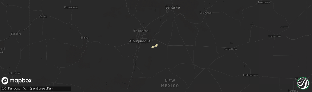 Hail map in Tijeras, NM on August 28, 2017