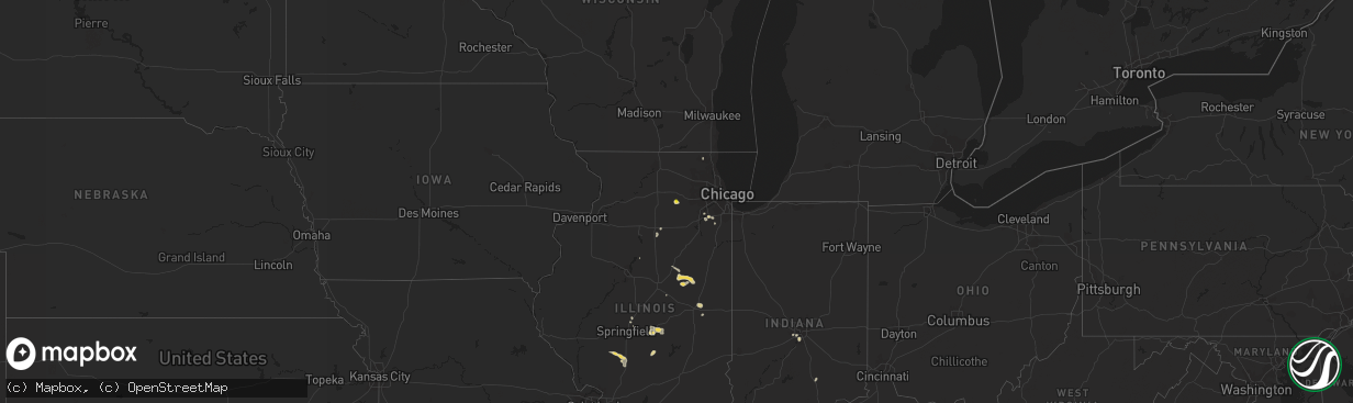 Hail map on August 28, 2017