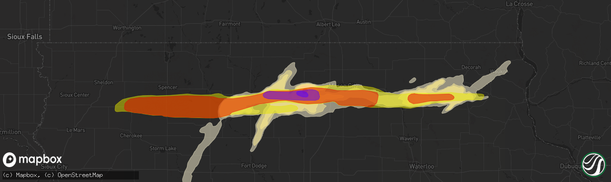 Hail map in Garner, IA on August 28, 2018