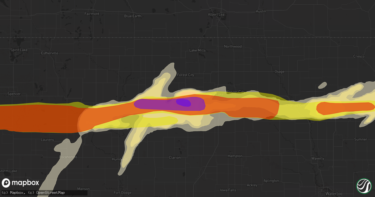 Hail map in Garner, IA on August 28, 2018