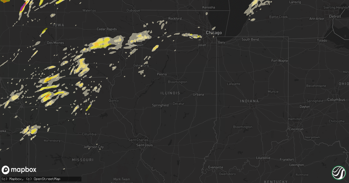 Hail map in Illinois on August 28, 2018