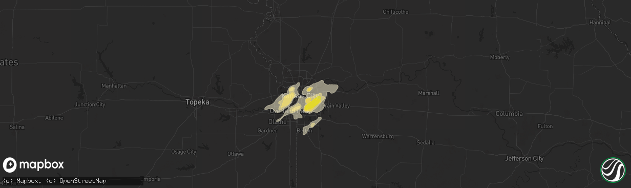 Hail map in Independence, MO on August 28, 2018