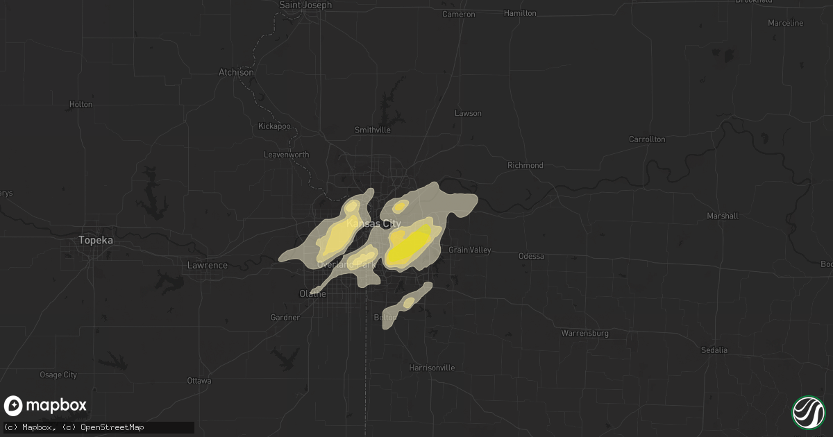Hail map in Independence, MO on August 28, 2018