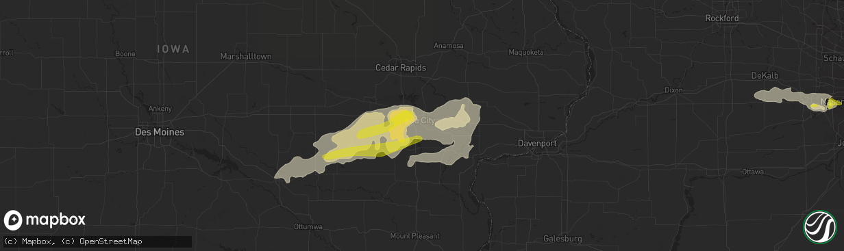 Hail map in Iowa City, IA on August 28, 2018