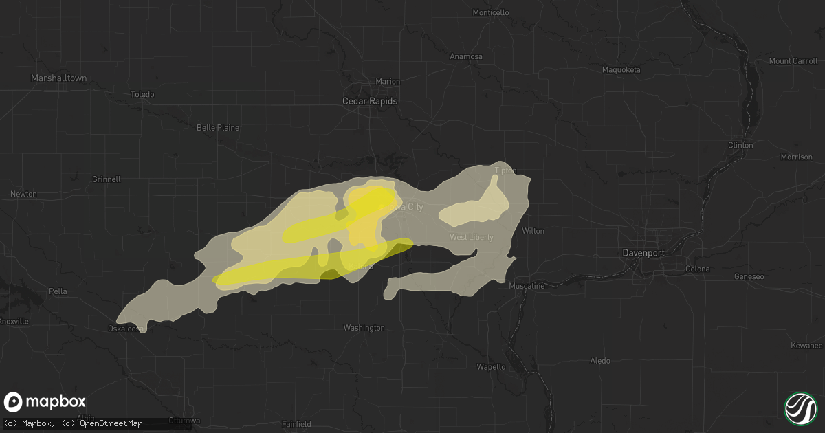 Hail map in Iowa City, IA on August 28, 2018
