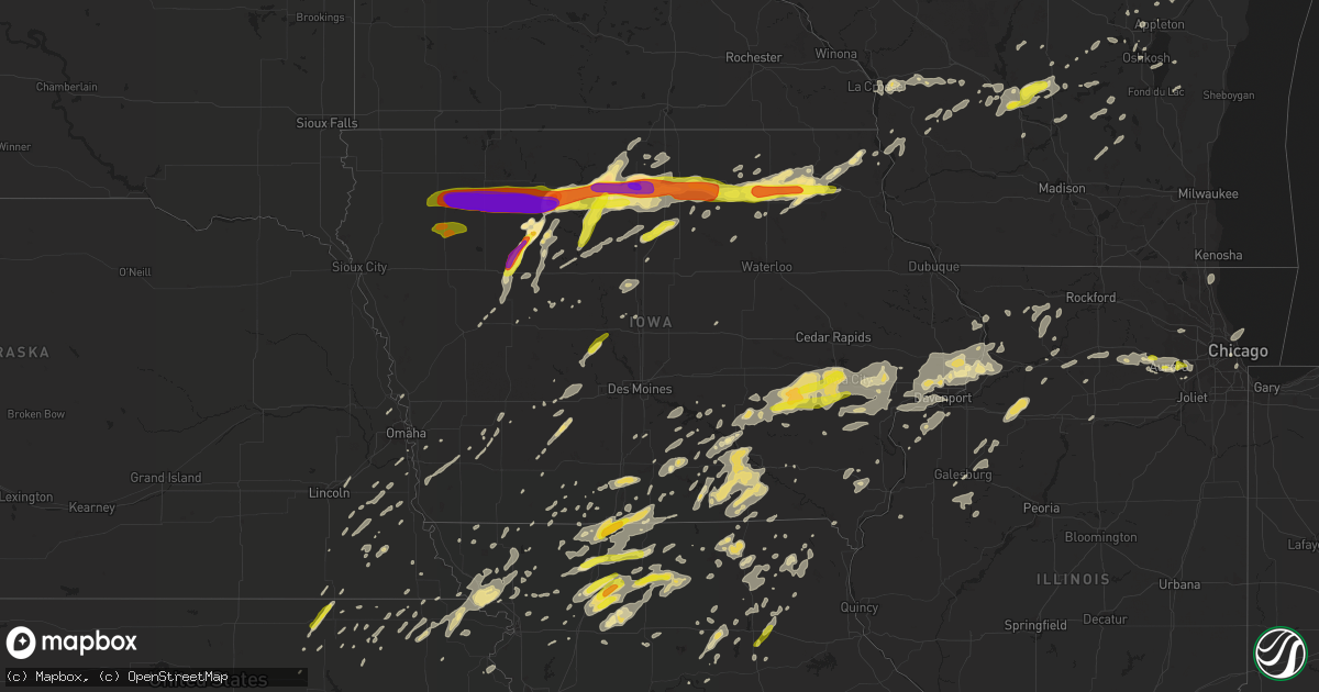 Hail map in Iowa on August 28, 2018