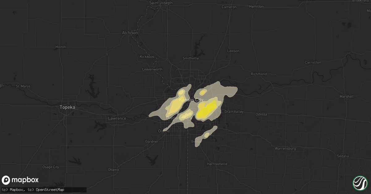 Hail map in Kansas City, KS on August 28, 2018